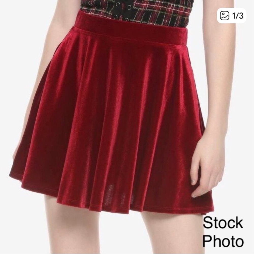 Elegant Velvet Skater Skirt in Rich Red